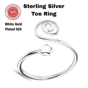 18kwgp 925 Sterling Silver Toe Ring Adjustable
